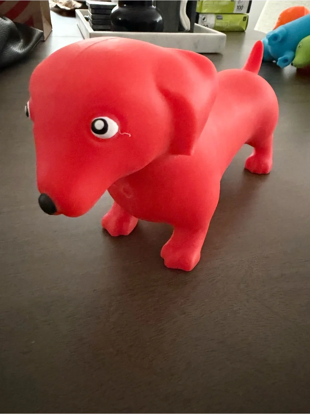 Red Plush Dachshund Squeaky Dog Toy - Durable Play Toy